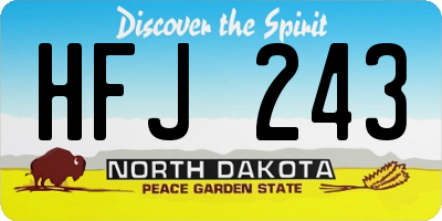 ND license plate HFJ243