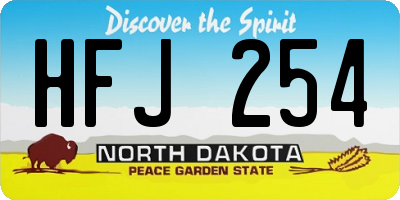 ND license plate HFJ254