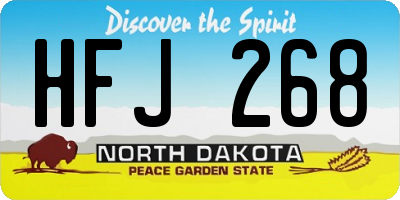 ND license plate HFJ268