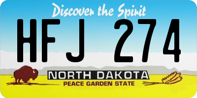 ND license plate HFJ274