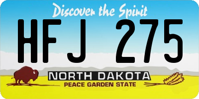 ND license plate HFJ275