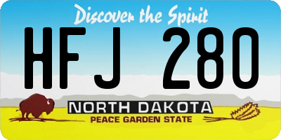 ND license plate HFJ280