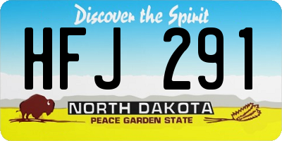 ND license plate HFJ291