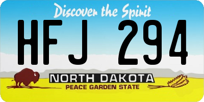 ND license plate HFJ294