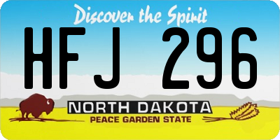 ND license plate HFJ296
