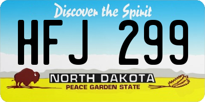 ND license plate HFJ299