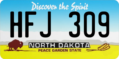 ND license plate HFJ309