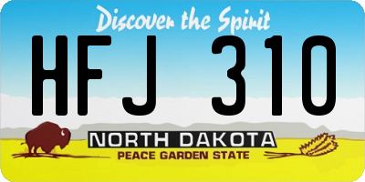 ND license plate HFJ310