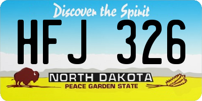 ND license plate HFJ326