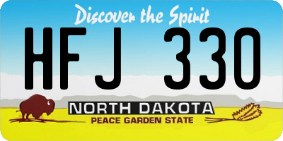 ND license plate HFJ330