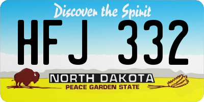 ND license plate HFJ332