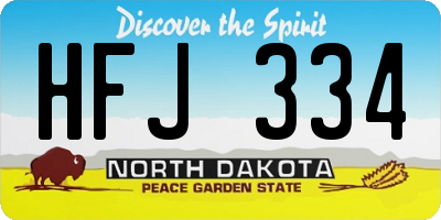 ND license plate HFJ334