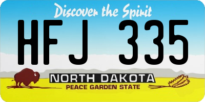 ND license plate HFJ335