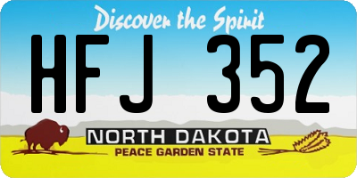 ND license plate HFJ352