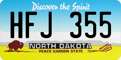 ND license plate HFJ355