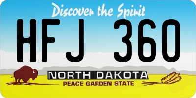ND license plate HFJ360