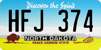 ND license plate HFJ374