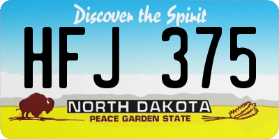 ND license plate HFJ375