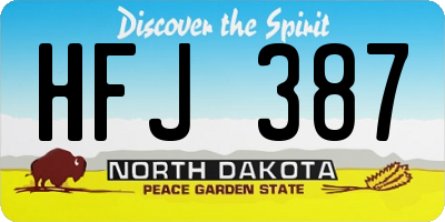 ND license plate HFJ387