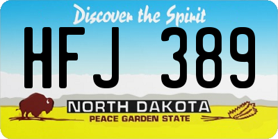 ND license plate HFJ389