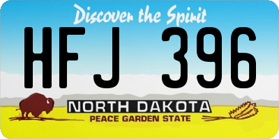 ND license plate HFJ396
