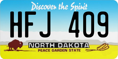 ND license plate HFJ409