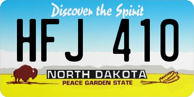 ND license plate HFJ410