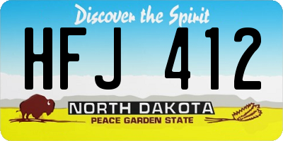 ND license plate HFJ412