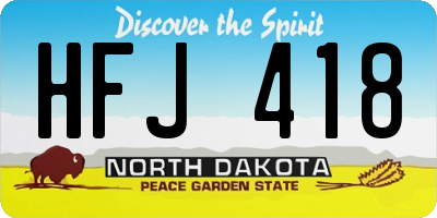 ND license plate HFJ418