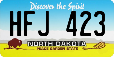 ND license plate HFJ423