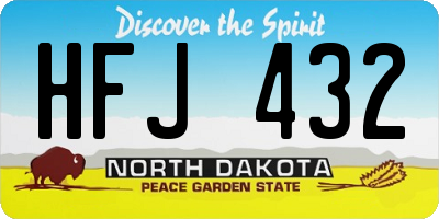 ND license plate HFJ432