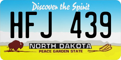 ND license plate HFJ439