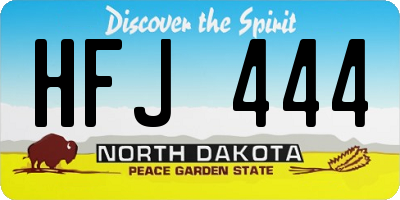 ND license plate HFJ444