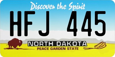 ND license plate HFJ445