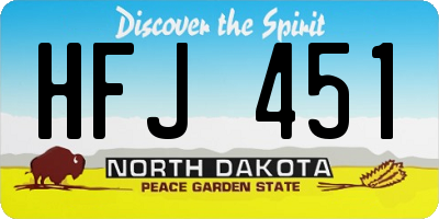 ND license plate HFJ451