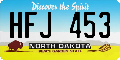 ND license plate HFJ453