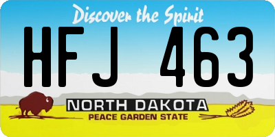 ND license plate HFJ463