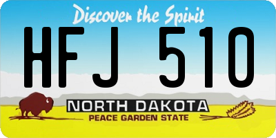 ND license plate HFJ510