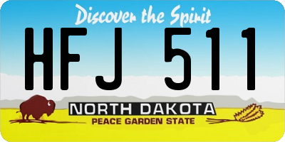 ND license plate HFJ511