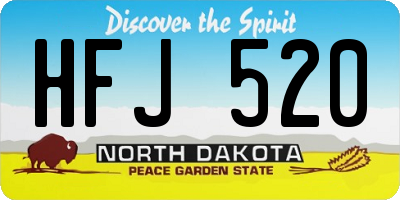 ND license plate HFJ520