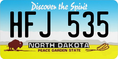 ND license plate HFJ535
