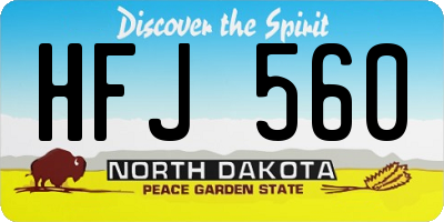 ND license plate HFJ560