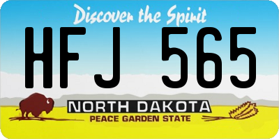 ND license plate HFJ565