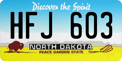 ND license plate HFJ603