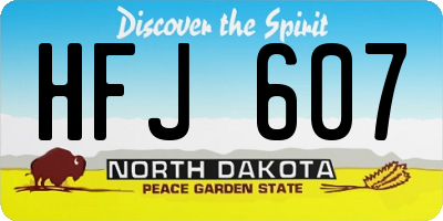 ND license plate HFJ607
