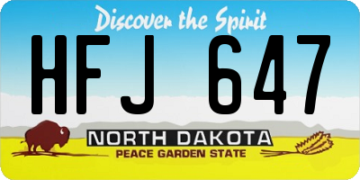 ND license plate HFJ647