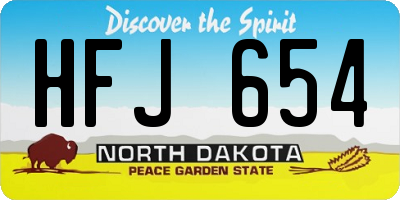 ND license plate HFJ654