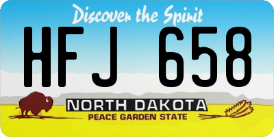 ND license plate HFJ658