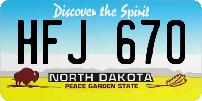 ND license plate HFJ670