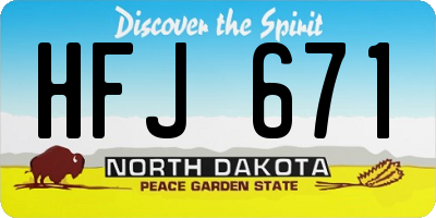 ND license plate HFJ671